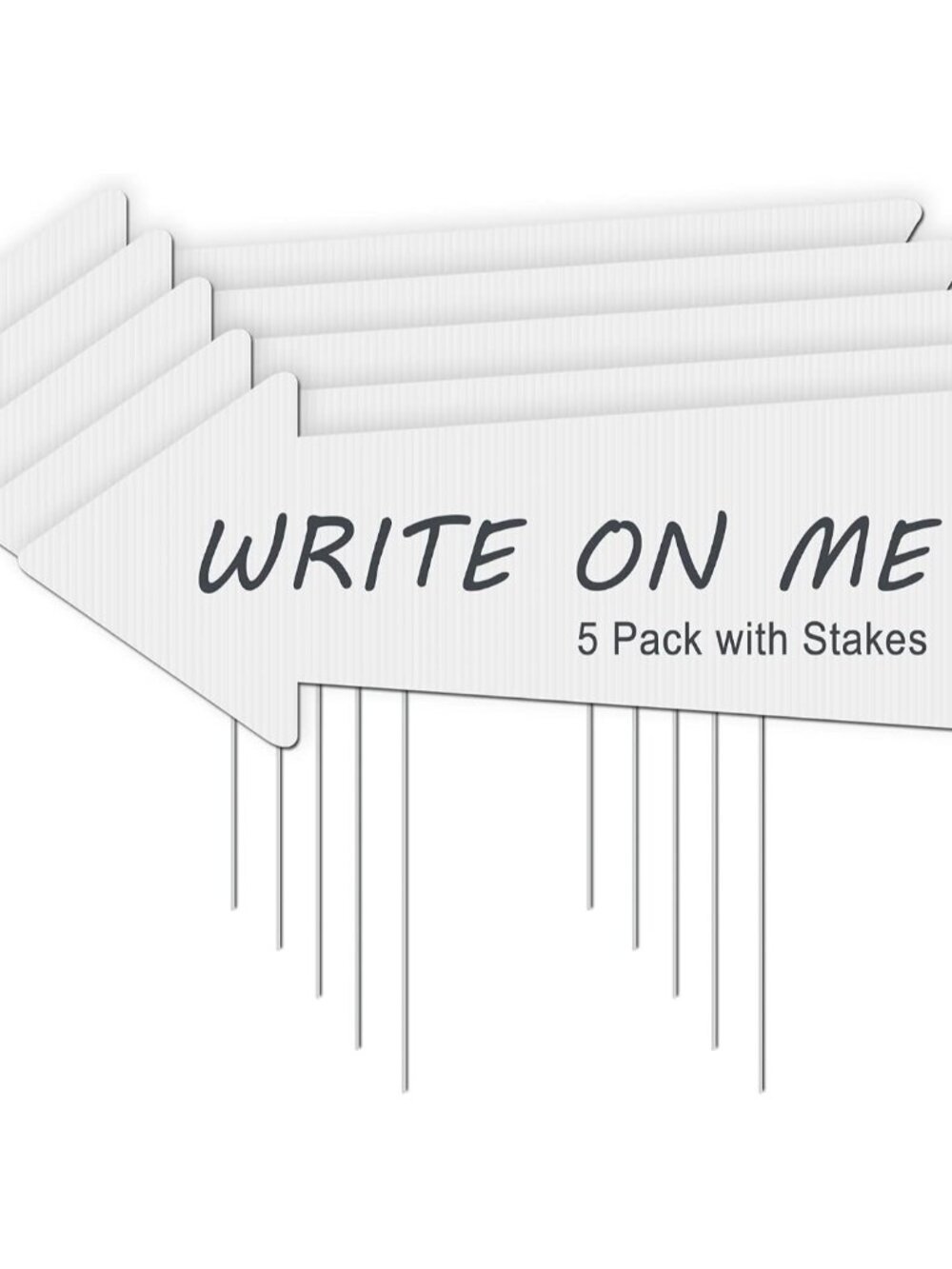 Blank Arrow Yard Signs with Stakes, 5 Pack 17 x 6 Inches White Plastic Wedding D